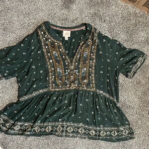 Knox Rose dark green flowy blouse - XXL
